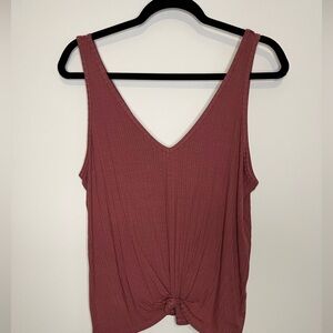 Wonderly ribbed tie front v neck tank